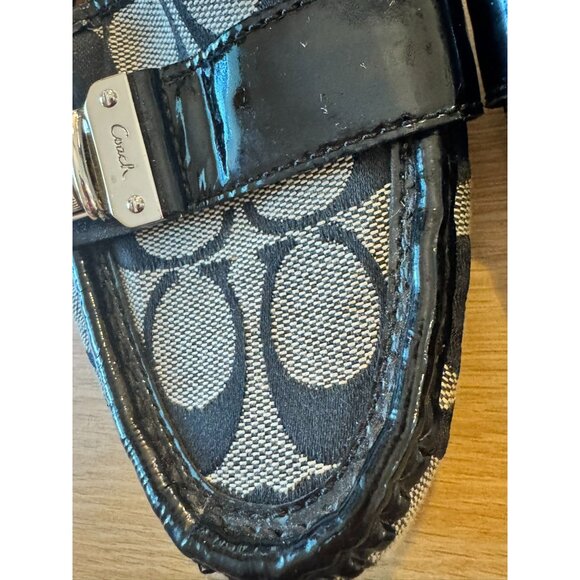 Coach Black & White Signature Canvas & Patent Leather Loafers Pauleen 7 B A0236 - Picture 3 of 11